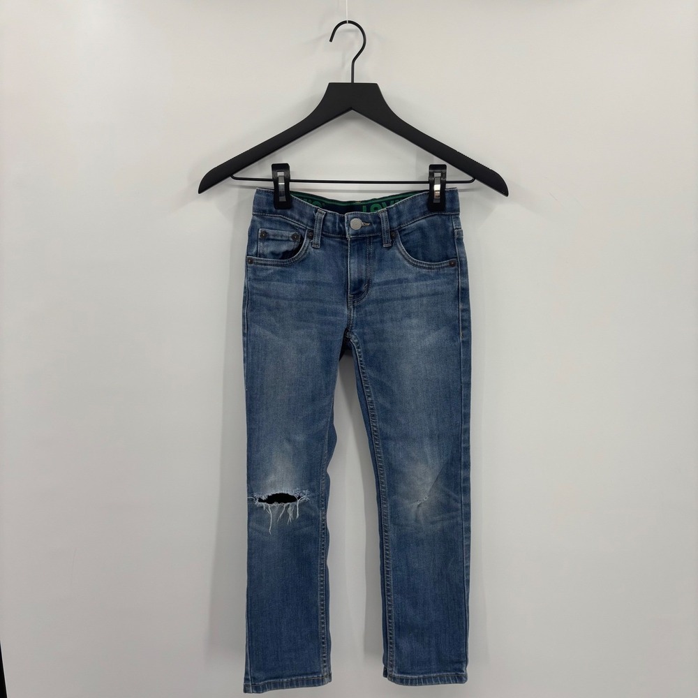 Levi's 511 Slim Fit Jeans Kids 8 Regular Blue Medium Wash Distressed Denim Skate